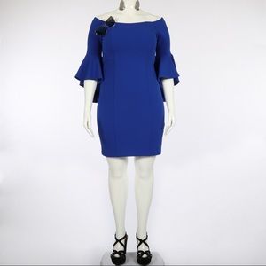 R&M Richards Off-Shoulder Bell Sleeve SZ 12 Blue